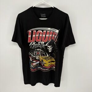 Liquid Death x NASCAR Grim Reaper Graphic T-Shirt Short Sleeve Black Skull Men M